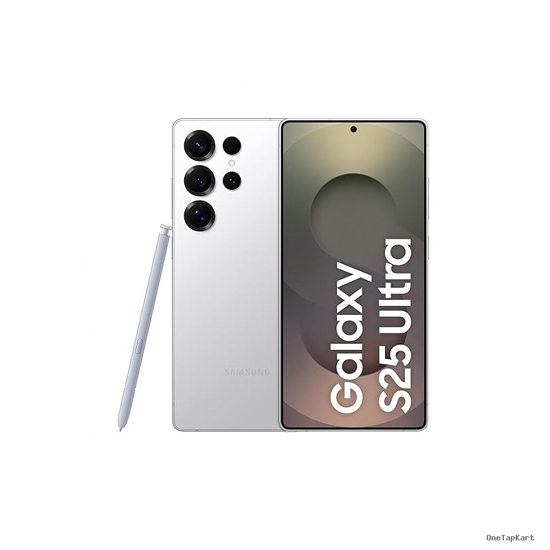 Samsung Galaxy S25 Ultra 5G Mobile with Galaxy AI (Titanium Whitesilver, 12GB RAM, 256GB Storage),Titanium Frame,Ultra Gaming with Snapdragon 8 Elite,200MP Camera with ProVisual Engine,5000mAh Battery