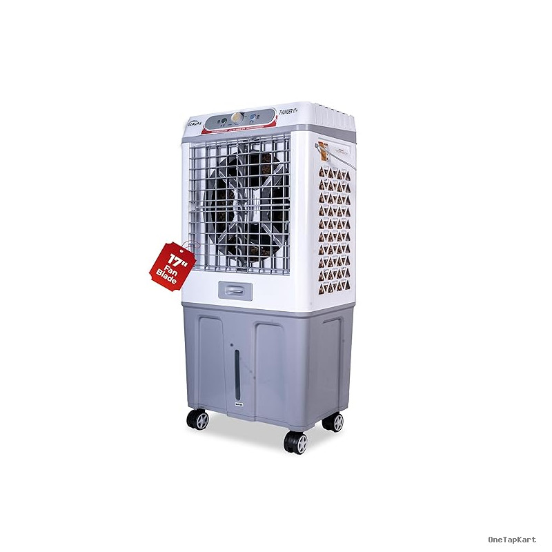 HAVAI Thunder 17+ Desert Cooler | 100L Tank | 17-Inch Fan Blade | 3-Side Honeycomb Pads | Heavy-Duty 110 Dia 32mm Motor | Auto Swing | 1-Year Motor Warranty & Post-Warranty Service | White & Brown