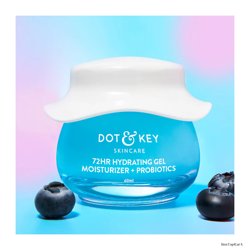 DOT & KEY 72Hr Hydrating Gel + Probiotics Moisturizer For Face With Hyaluronic Acid, Kombucha & Rice Water Lightweight Gel Oil Free Moisturizer | For Oily, Dull & Uneven Skin Tone I For All Skin Types | 60Ml