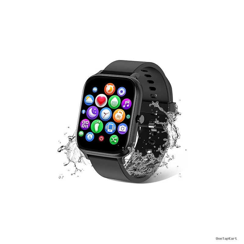 Smart Watch for Men Women Compatible with iPhone Samsung Android Phone 1.83 inch Full Touch Screen IP68 Waterproof Bluetooh Fitness Tracker Heart Rate/Sleep Monitor, Black